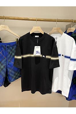 バーバリー  ストライプ装飾小さな軍馬刺繍ファッション半袖Tシャツ
