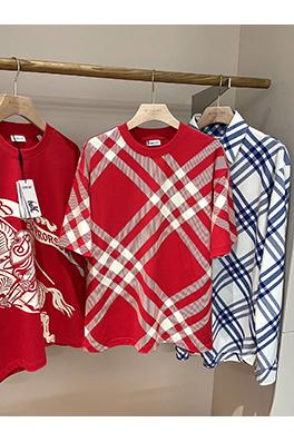 バーバリー  新しいチェック柄のコットンTシャツ