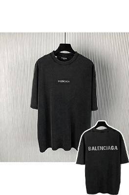 バレンシアガスーパーコピー 新しいホットドリルブランドロゴ水洗い半袖Tシャツ