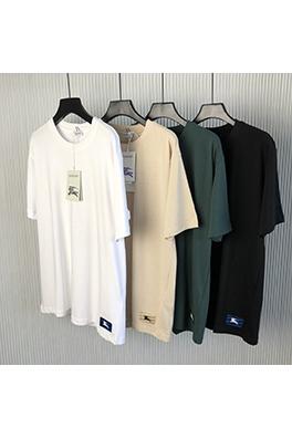 バーバリー 新しいステッカーカジュアルリブラウンドネック半袖Tシャツ
