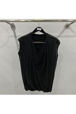 リックオウエンス  新しいダブルデザインコットンノースリーブニット V ネックTシャツ