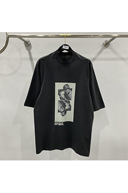 リックオウエンスコピー  ポートレートプリント半袖コットンベーシックTシャツ