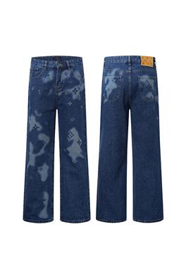 ルイヴィトンスーパーコピーレーザーフラワー加工 ウォッシュドストレートデニムパンツ