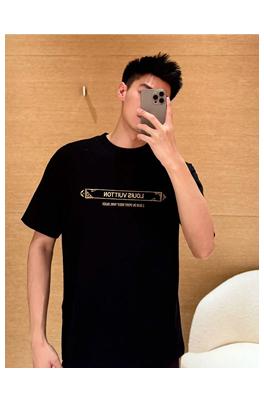 ルイヴィトンスーパーコピーチェック Louis Vuitton刺繍 半袖Tシャツ