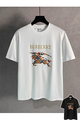 バーバリー刺繍ラウンドネック半袖Tシャツ