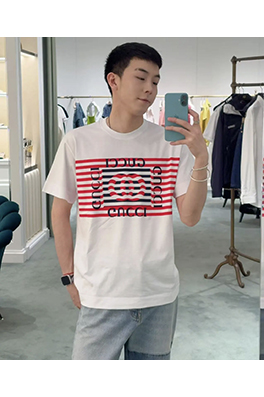 グッチストライププリント半袖Tシャツ