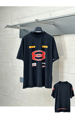 バレンシアガコピーマルチロゴロゴクルーネック半袖Tシャツ