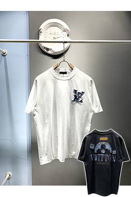 ルイヴィトン新しいデニムパッチ刺繍Tシャツ