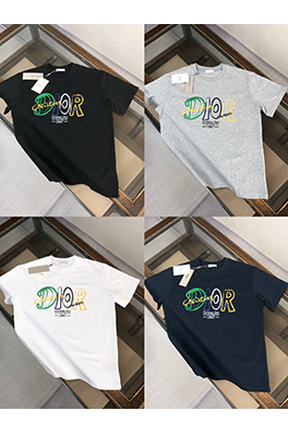 ディオールコピー コントラストプリントロゴラウンドネック半袖Tシャツ