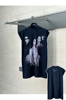 バレンシアガ25SSキミアート磨耗ノースリーブTシャツ