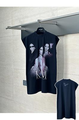 バレンシアガ25SSキミアート磨耗ノースリーブTシャツ