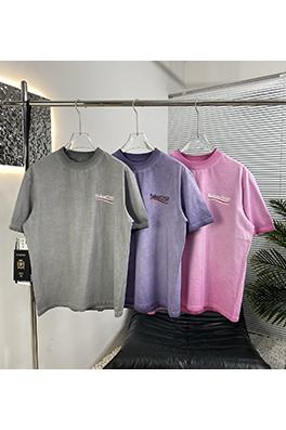 バレンシアガスーパーコピー新しい炒め色の古い半袖シャツ