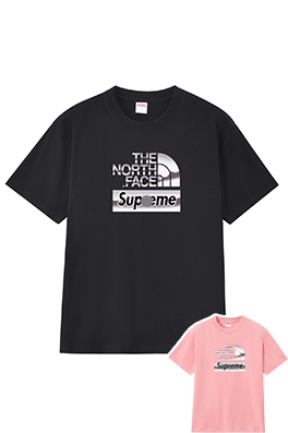 シュプリーム&times;ノースフェイスメンズ レディース 半袖Tシャツ