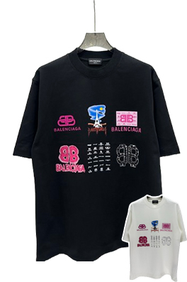 バレンシアガポップ＆モダン：プリントTシャツ  半袖Tシャツ