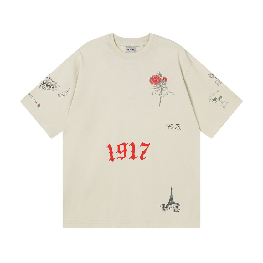 バレンシアガ ロゴデザイン 半袖Tシャツ トレンド
