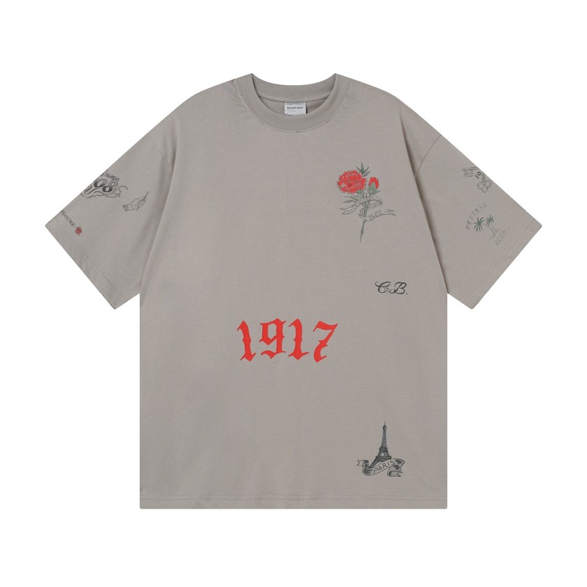 バレンシアガ ロゴデザイン 半袖Tシャツ トレンド