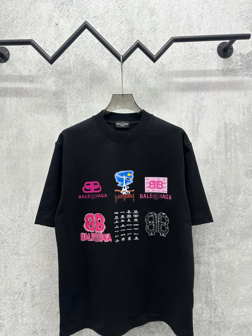 バレンシアガポップ＆モダン：プリントTシャツ  半袖Tシャツ