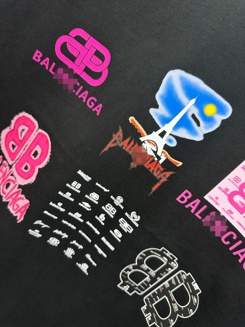 バレンシアガポップ＆モダン：プリントTシャツ  半袖Tシャツ