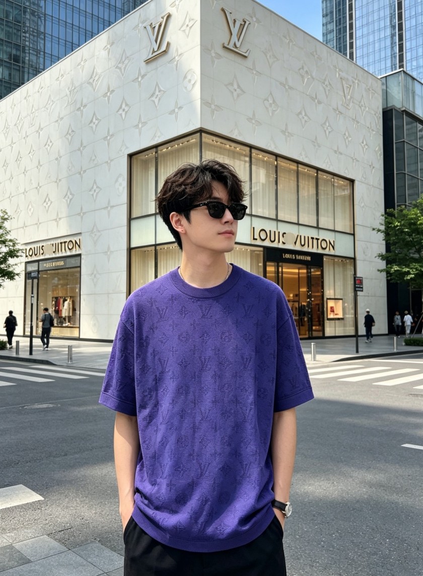 ルイヴィトン メンズ レディース　ニット 半袖Tシャツ