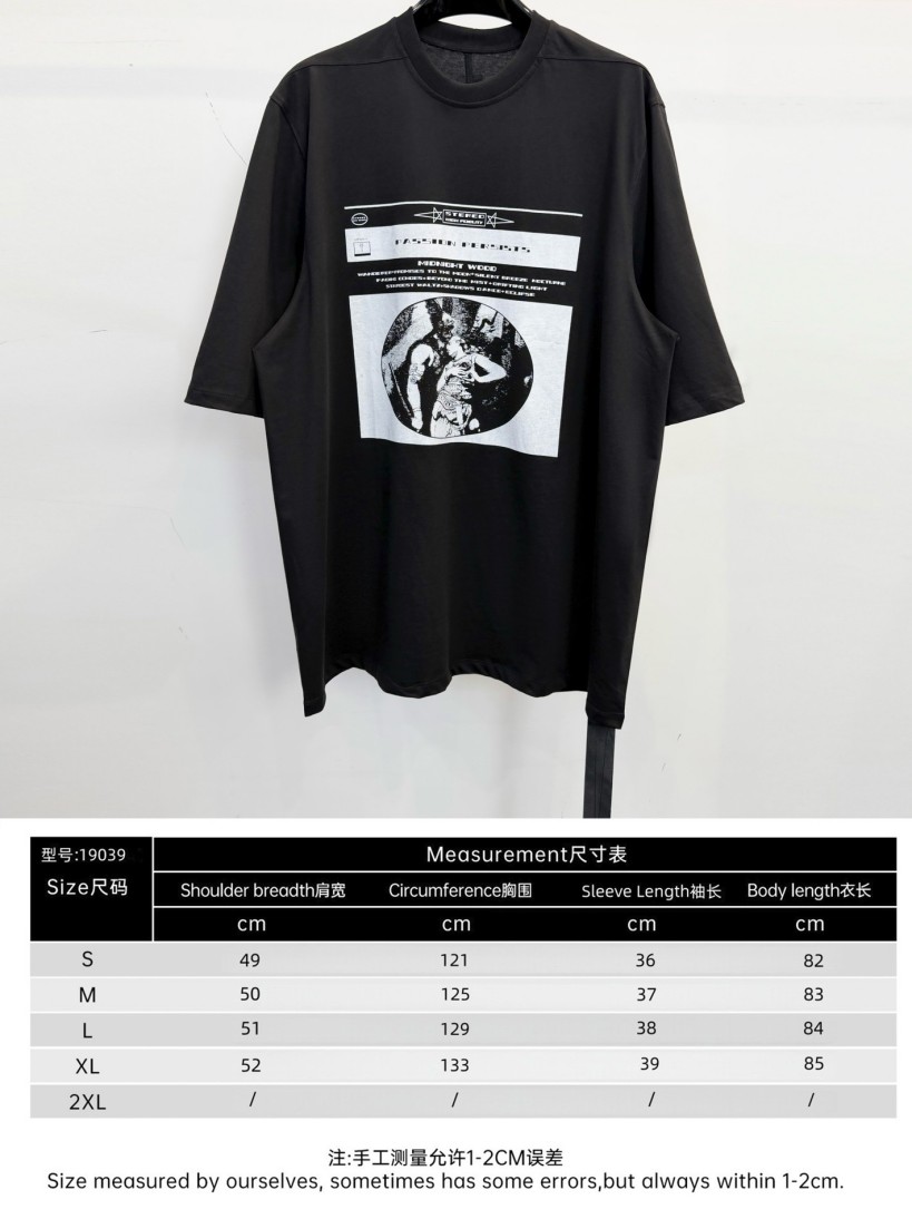 【リックオウエンスタイプ】メンズ レディース 半袖Tシャツ aat23646